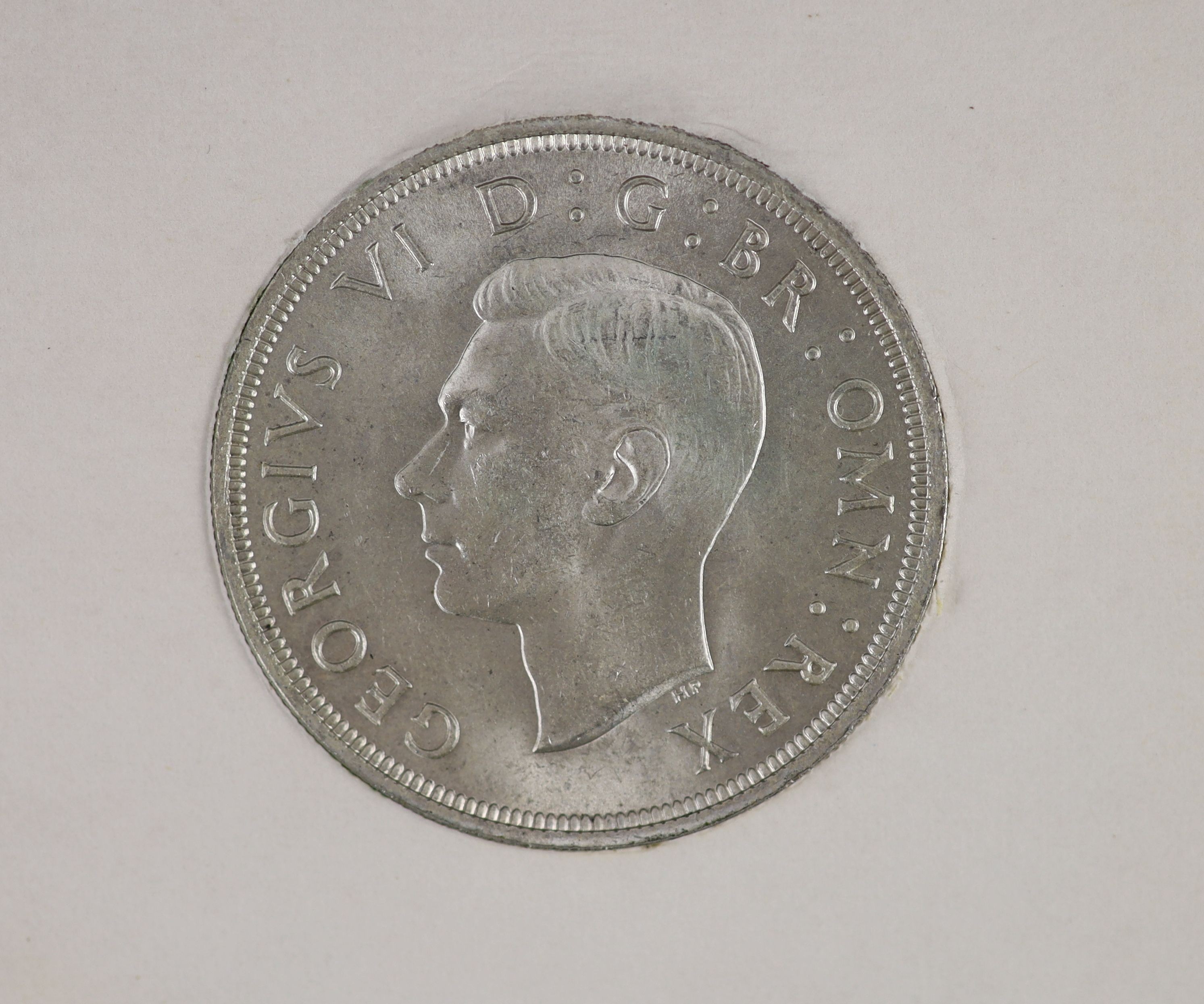 George VI specimen set of eleven coins, 1937, first coinage, comprising Crown, halfcrown, florin, ‘English’ & ‘Scottish’ shillings, sixpence, brass threepence, silver threepence, about EF, the penny, halfpenny and farthi